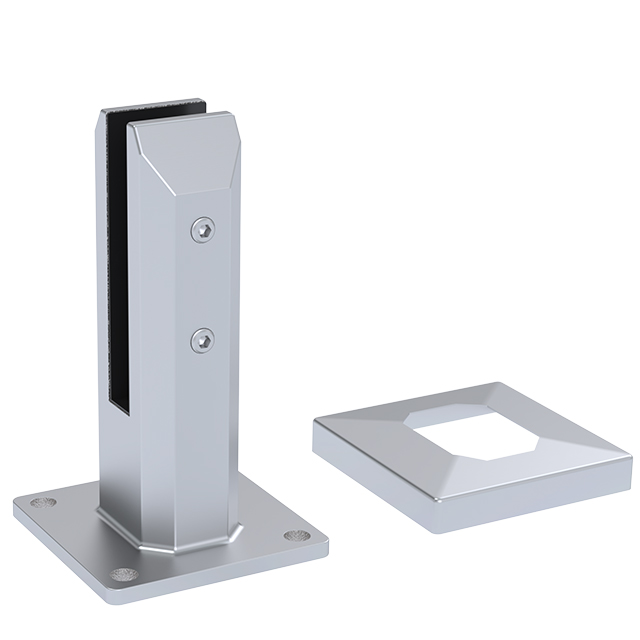 Square Base Plated Stainless Steel Spigots for 15mm Glass