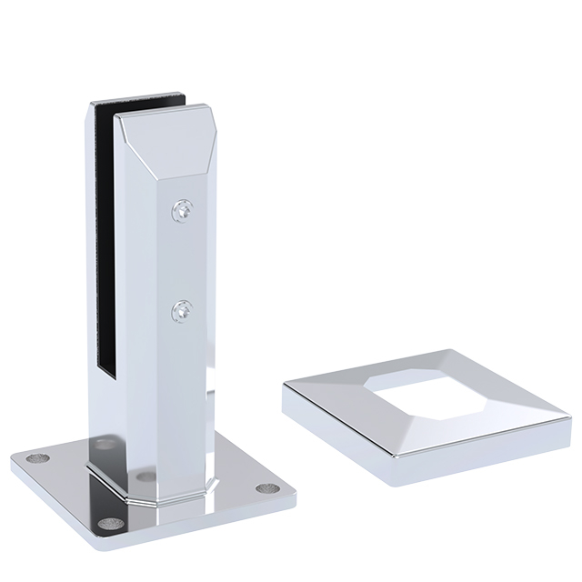Square Base Plated Stainless Steel Spigots for 15mm Glass