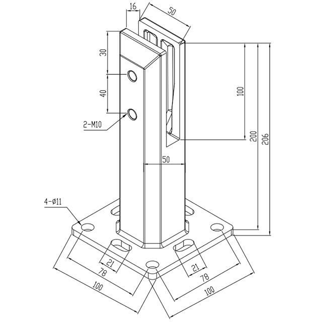 206mm Height Square Base Plated Stainless Steel Spigots