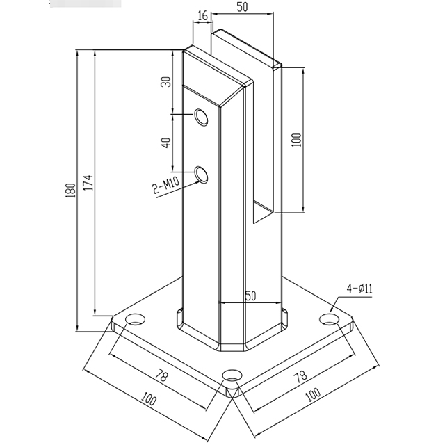 180mm Height Square Base Plated Stainless Steel Spigots